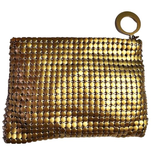 1940s True Vintage Gold Metal Mesh Small Evening Bag Clutch Purse VFG - Picture 2 of 6